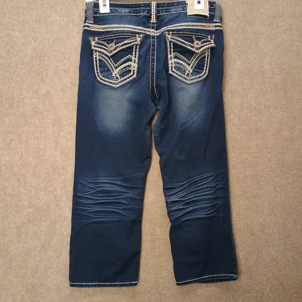 Hydraulic GRAMERCY Women's Size 8 Blue Denim Capris Embroidered Pockets 32x22 - Picture 10 of 14